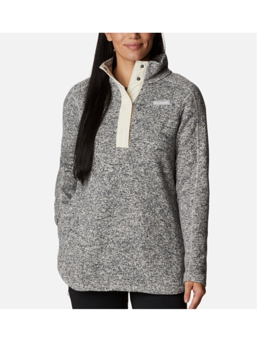 Columbia Sweater Weather Fleece Tunic Snap Pullover Chalk Heather size XL